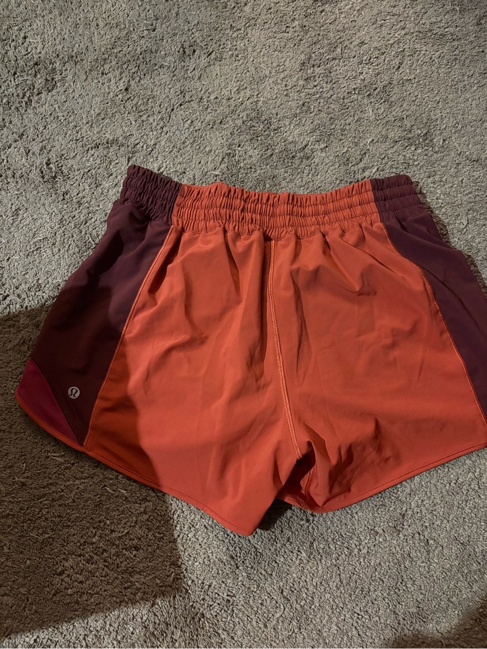 lululemon athletica Orange Shorts with Maroon Panels